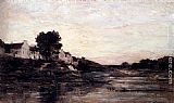 Charles-francois Daubigny Famous Paintings - Village Au Bord De L'Oise